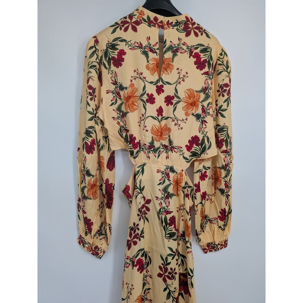 NWT Farm Rio x Anthropologie Long-Sleeve Cutout Maxi Dress Size L Yellow #8A553 - Picture 8 of 13